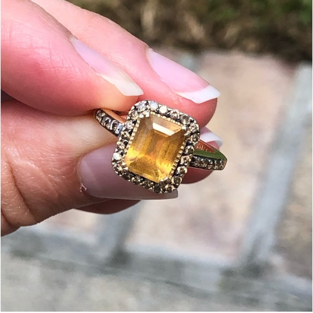 LeVian 14K Yellow Gold Citrine Chocolate Diamond Ring